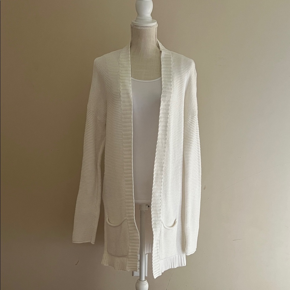 Express Women’s White Cotton Full Length Open Cardigan Size: M